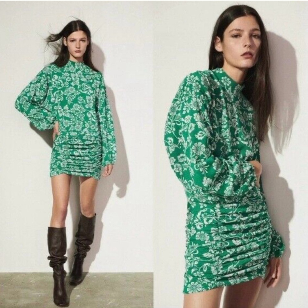 Zara Green Floral Mini Dress